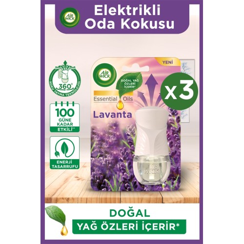 Air Wick Elektrikli Oda Kokusu Cihaz + Yedek Şişe Lavanta x 3 Adet